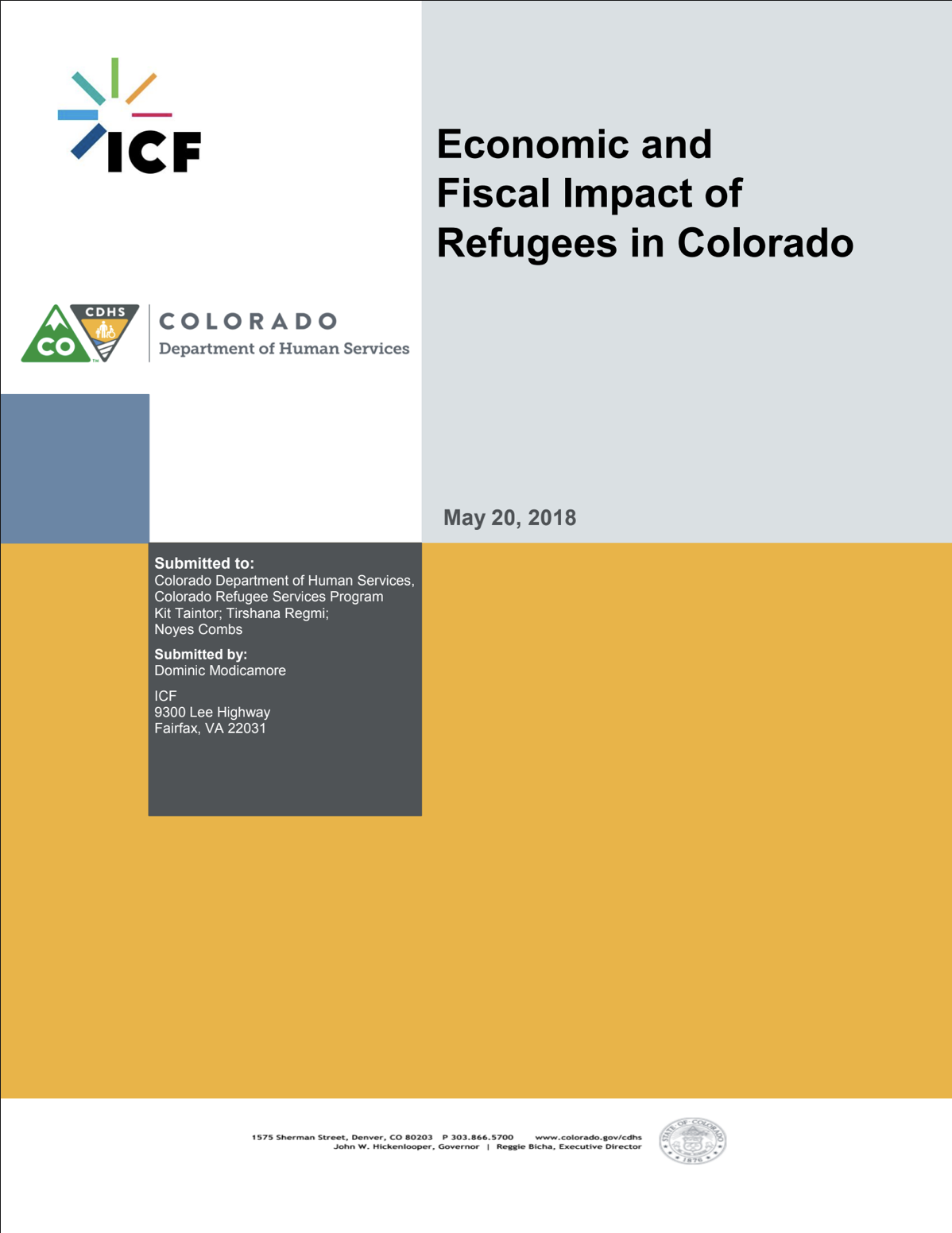 cover: Economic and Fiscal Impact of Refugees In Colorado