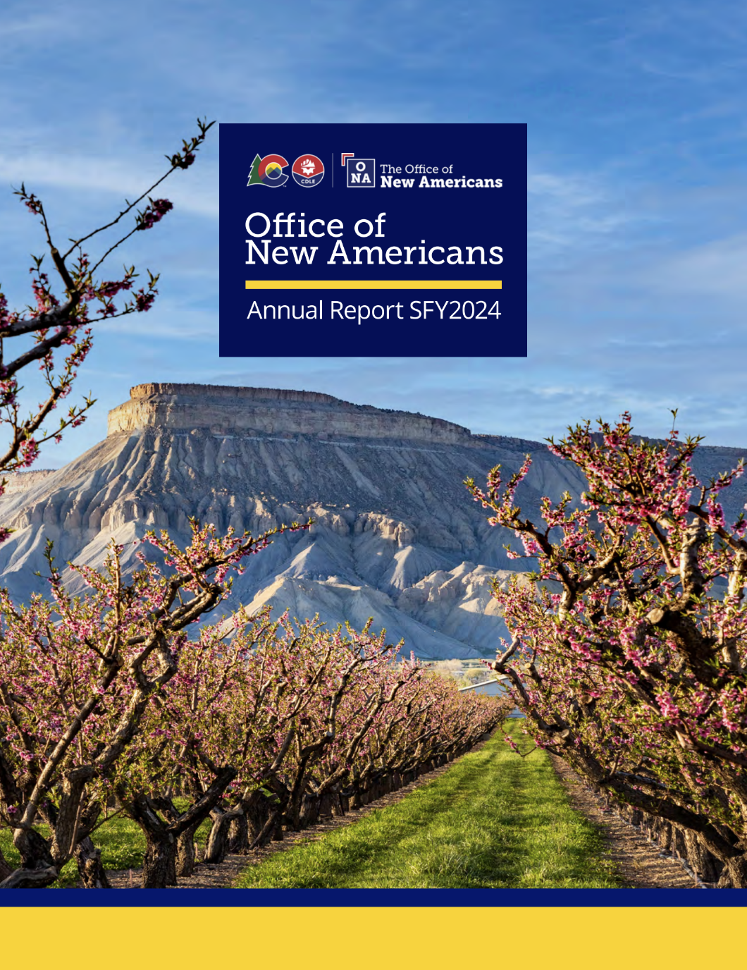 ONA annual report sfy 2024 cover - colorful Colorado landscape