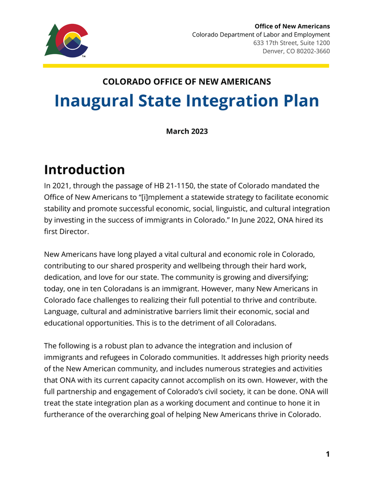 ONA State Integration Plan
